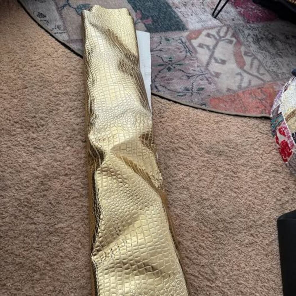Gold Crocodile Embossed Faux Leather Fabric Roll HUGE 14 feet long